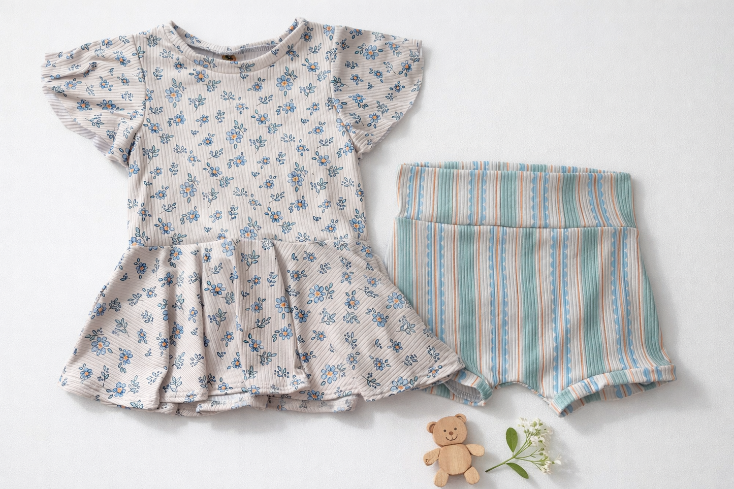 6Y Blue Floral Peplum/short set