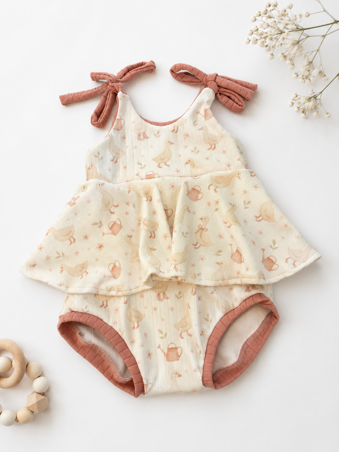 9-12m Darling Duck Tie Romper