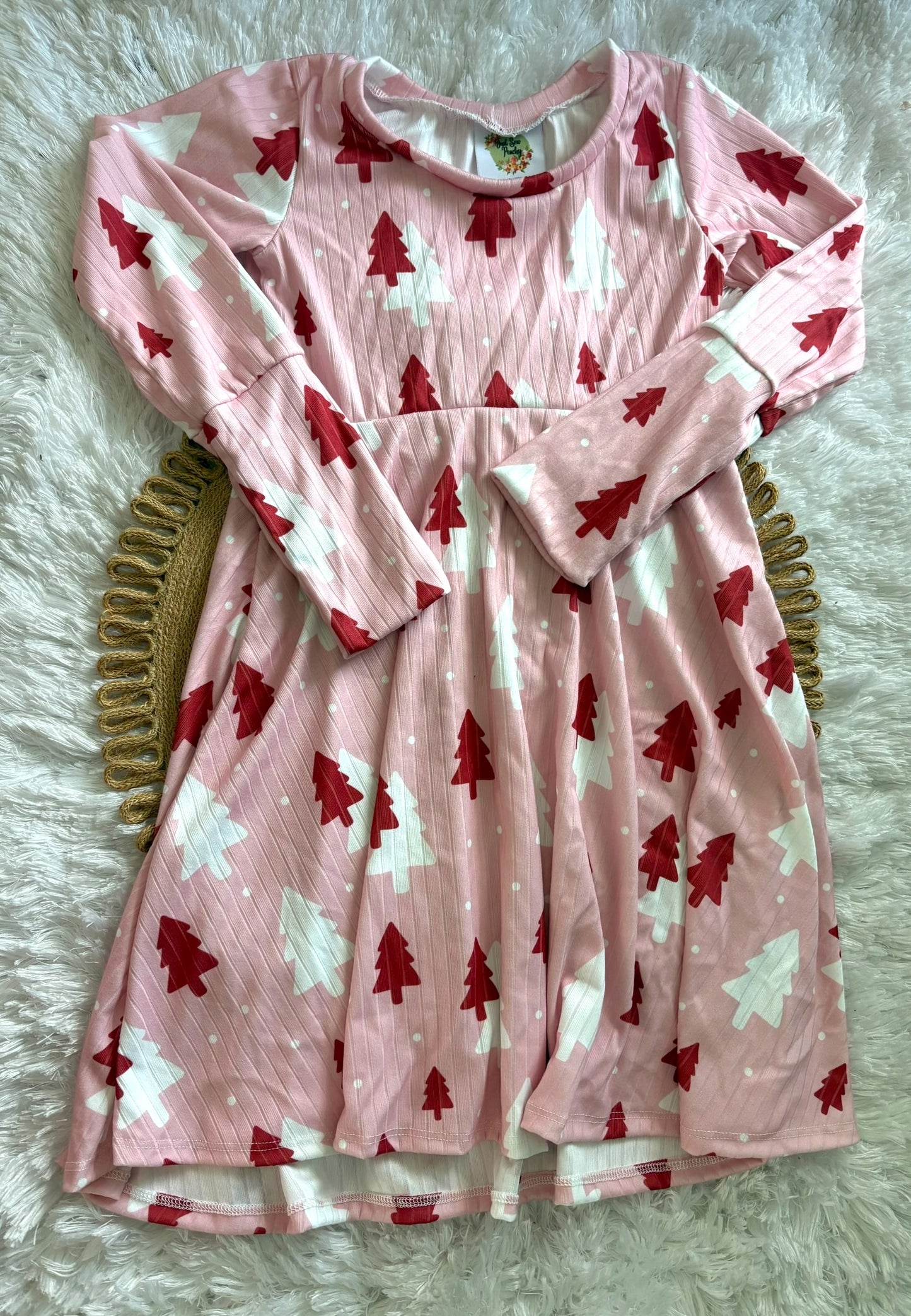 3-6Y Pink Christmas Trees GWM Dress