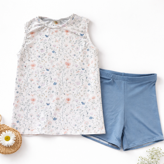 7/8y Butterfly Oversized tank short set