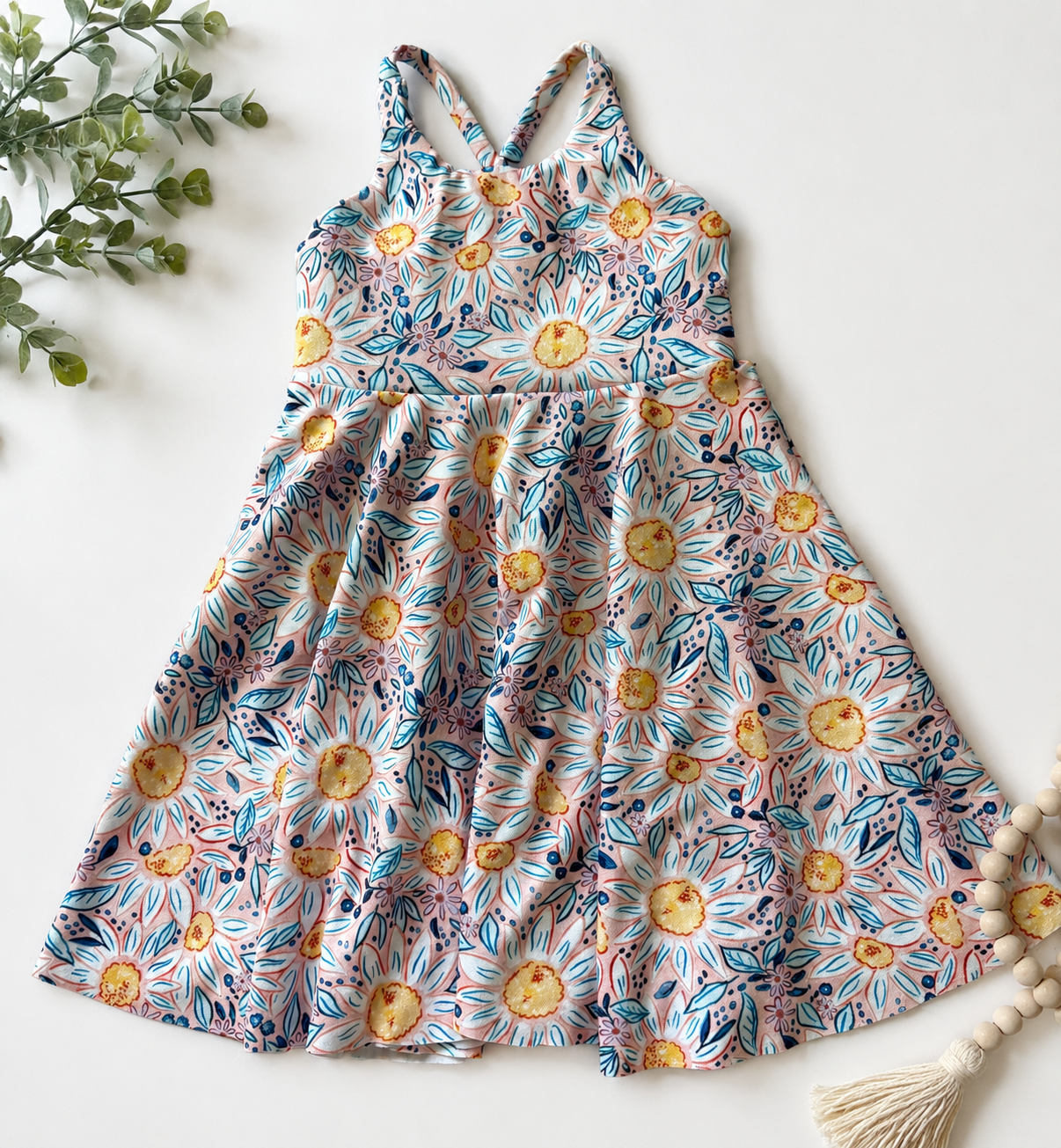 6-9M Sunflower Cross back dress
