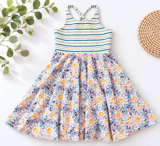 4t Sunflower cross back dress