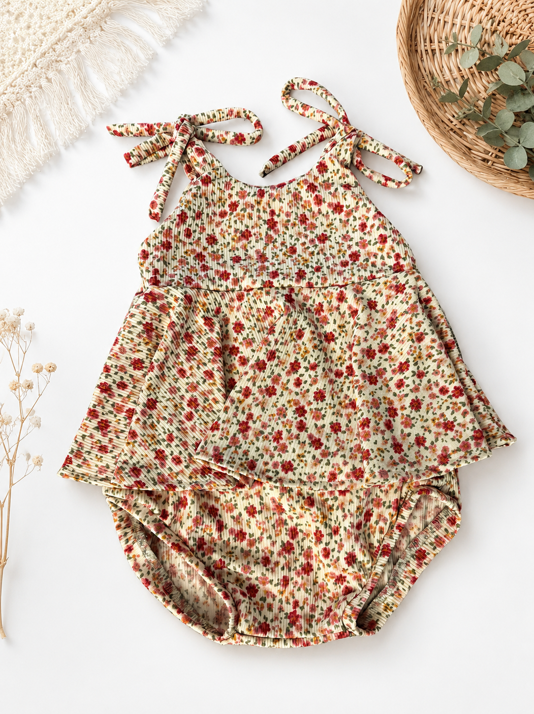 18-24m Vintage Floral tie romper