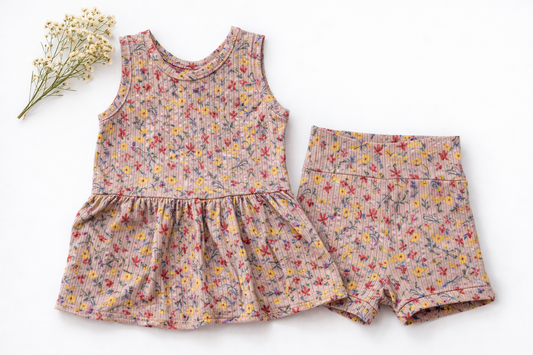 4T Floral Peplum tank set