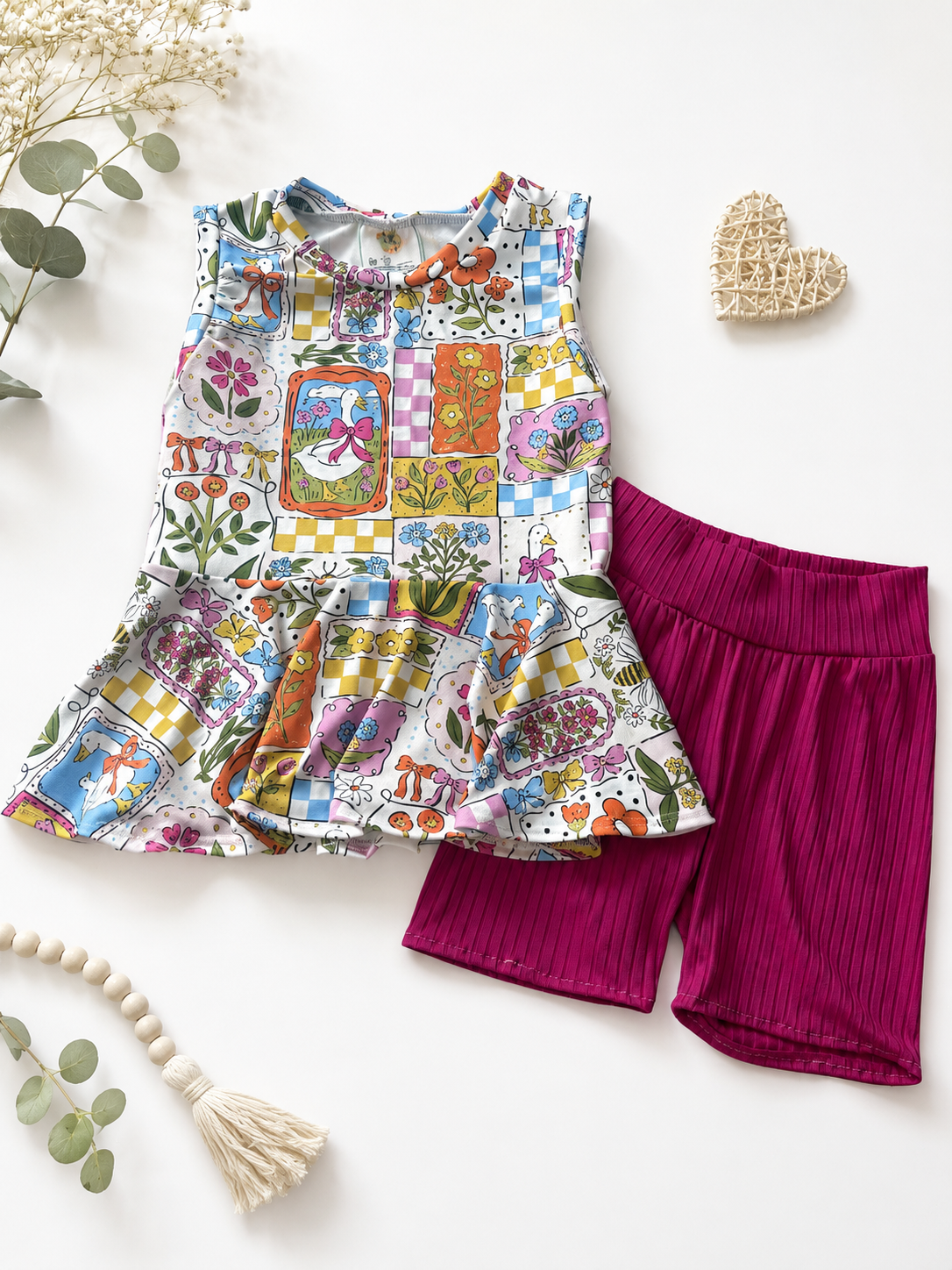 5t peplum/biker short set