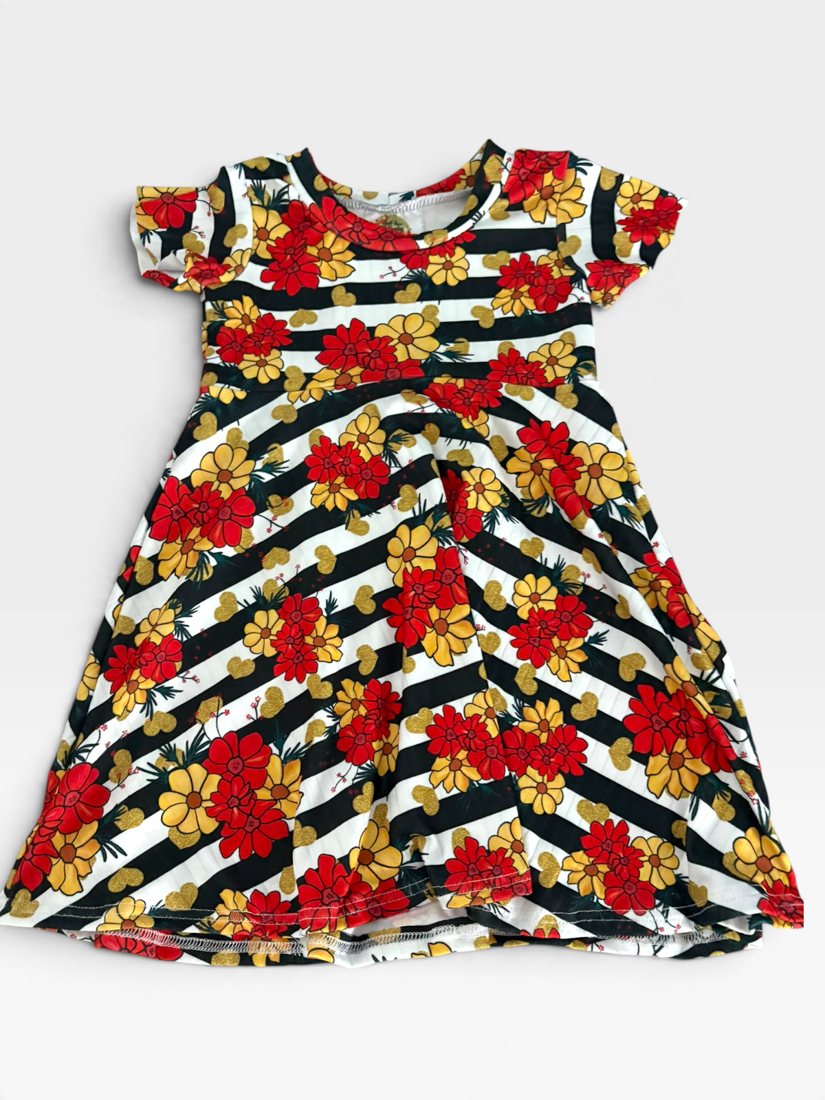 9m-3T Gold Floral GWM Flutter Dress