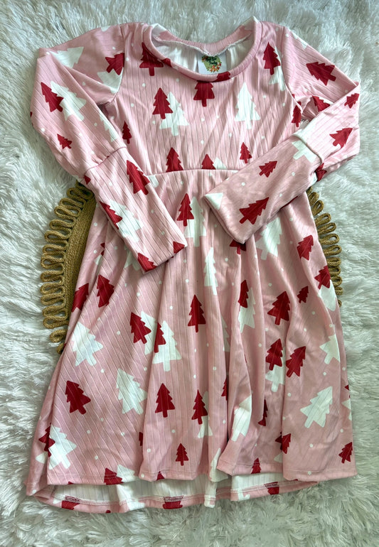3-6Y Pink Christmas Trees GWM Dress