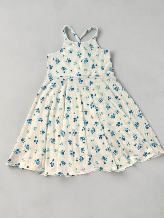 5T BLue Floral Cross back dress